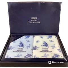 ジャンク品　未使用　箱付き　ロイヤルコペンハーゲン　ROYAL COPENHAGEN タオルセット　花柄　白　青　B299
