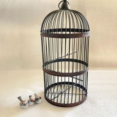 鳥かご時計 からくり時計 アンティーク 中国 清朝末期 可動品 真鍮製