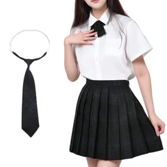 新品 [Joyasslly] 制服セット スカート jk コスプレ 4点セット プリーツスカート コスプレ JK 女子高生 制服 チェックスカート ハロウィン 制服 スカート 半袖 長袖 シャツ ネクタイ ボウタイ 女子高生制服 セーラー服 パーティー衣装