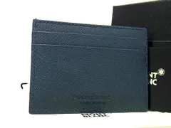■新品■未使用■ MONT BLANC モンブラン レザー カードケース パスケース カード入れ 定期入れ メンズ ネイビー系 FE3202のサムネイル