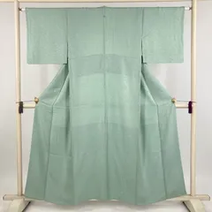たんす屋 TANSU-YA 中古 リユース着物 色無地 薄緑色 セミフォーマル 地紋織り 袷 絹 未洗い 【身丈】149cm【裄丈】64cm MS3450