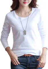 Nestkanina カットソー 長袖 クルーネック おしゃれ ニット きれいめ インナー 無地 丸首 トップス Tシャツ ロンT ストレッチ スリム タイト 上品 着やせ レディース TSHT045( ホワイト, L)