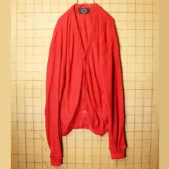 【70s】 jantzen アクリルカーディガン オレンジ アメリカ製 70s 80s USA製 Jantzen アクリル ニット カーディガン レッド