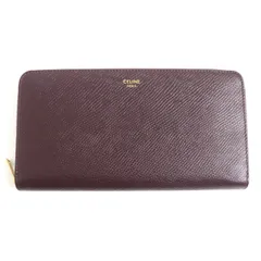 美品▼CELINE セリーヌ ロゴ入り ゴールド金具 ラウンドファスナー レザーウォレット/長財布 ボルドー イタリア製 メンズ　p11-st30323-371のサムネイル