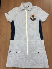 FILA GOLF フィラゴルフ　ワンピース　ゴルフウェア　レディース　半袖M ストライプ【管理番号4114】