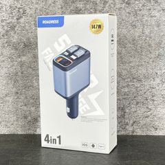 送料無料 新品 ROADRESS 車載用 シガーソケット 4in1 充電器 USB 巻き取り式ケーブル2本付き/900362在★63
