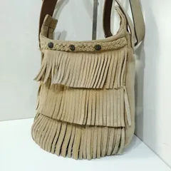 【送料込み 2000円均一】ミネトンカ Minnetonka フリンジ スエード 肩掛け 斜め掛け レザー ショルダーバッグ ベージュ 8997701e20250317