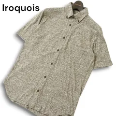 Iroquois イロコイ 春夏 メランジ★ 半袖 ボタンダウン ニット シャツ Sz.1 メンズ 日本製のサムネイル