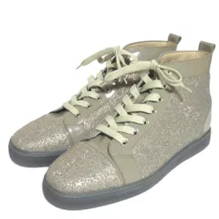 未使用 Christian Louboutin クリスチャンルブタン ルイス スワロフスキー ハイカット スニーカー 42.5サイズ 27.5cm相当 カーキ メンズ 古着 中古 USED