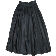 マメ/マメクロゴウチ　ロングスカート　ブラック　コットンシルク　L 最終価格 マメ/マメクロゴウチロングスカートブラックコットンシルクL