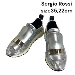 セルジオロッシ スニーカー sr1 ラメ グリッター シルバー スリッポン