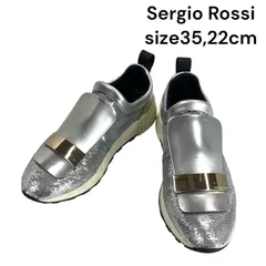 美品 セルジオロッシ Sergio Rossi 35、22cm sr1 ローカットスニーカー シルバー レディース 5D286のサムネイル