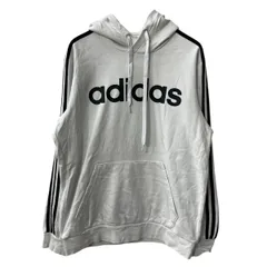 adidas ロゴスウェット パーカー M ホワイト アディダス フーディー プルオーバー プリント カットソー 古着卸 アメリカ仕入 a709-6139