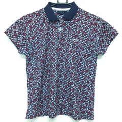 ★値下げ★【美品】キャロウェイ 半袖ポロシャツ ネイビー×白 総柄 ロゴ刺しゅう レディース M ゴルフウェア Callaway