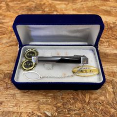 昭和レトロ 天然石 オニキス ネクタイピン ケース付き 当時物 照宝石 タイピン アンティーク ヴィンテージ ビンテージ vintage ユーズド USED 古着