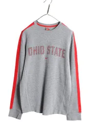 【お得なクーポン配布中!】 00s ナイキ プリント 長袖 サーマル Tシャツ メンズ М / オールド ロンT ワッフル カットソー ストレッチ センター スウッシュ ツートン