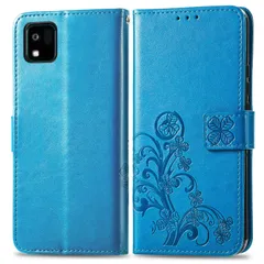 【人気商品】に適用するGalaxy A55 5G ケース 手帳型 ノートブック型携帯電話保護カバー多機能携帯電話ホルスター財布携帯電話ホルダーバンプパターンテクスチャ耐久性摩擦耐性携帯電話ケース男性と女性に適した多色オプション (四つ葉のクローバーブルー)