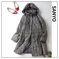 SANYO サンヨー 三陽商会 京鴨 ダウン コート ジャケット ロング アウター フード2WAY 9 グレー (LY＋1273)25F