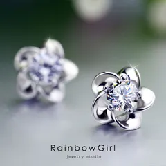 ピアス レディース 30代 お花 フラワー 一粒 シルバー925/プラチナ仕上げ 誕生日 母の日 彼女 妻 母 女性 40代 50代 20代 人気