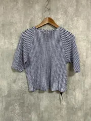 美品 INDIVI インディヴィ チェック カットソー sizeM/白ｘ青 ■◆ レディース