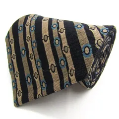 ミラショーン ブランド ネクタイ ストライプ柄 ドット柄 リバーシブル イタリア製 PO メンズ ブラック mila schon 【中古】