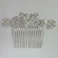 ラインストーン髪飾り コーム付き 櫛つき ヘッドドレス 蝶々（ちょうちょ）