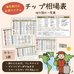 チップ相場表【48カ国掲載】サイフに収まるクレカサイズ／三つ折り携帯版