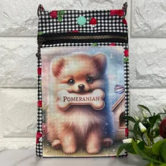 [196]POMERANIAN Bone パクッとポメラニアン スマホポーチ