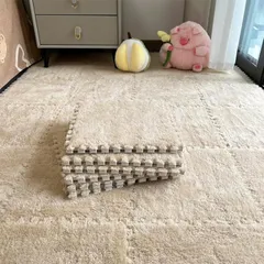 キッソス（ＫＩＳＳＯＳ） タイル カーペット ジョイント マット ふかふか 柔らかい 組み合わせ自由 パズル ラグマット フロアマット 6枚セット(アプリコット)