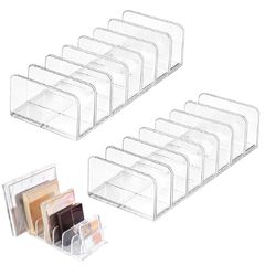 【迅速発送】SensaBliss アイシャドウ 収納 7仕切り 2個セット コスメ収納 アクリル 仕切りスタンド 引き出し 仕切り板 卓上 メイクボックス メイク収納ケース 透明 化粧収納ボックス 小物入れ クリアケース (8.5cm*17cm)