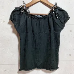 BURBERRY LONDON バーバリーロンドン チュニック 半袖 トップス リボン フリル ノバチェック 160A ブラック 黒 レディース SG301-1