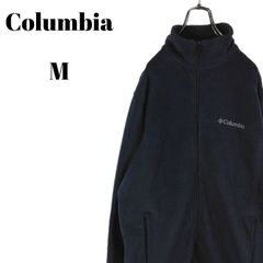 Columbia コロンビア フリースジャケット ワンポイントロゴ 刺繍 ネイビー系 無地 単色 メンズ Mサイズ