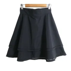 美品 FOXEY NEW YORK フォクシーニューヨーク フレアスカート ティアード レース ミニ丈 膝上丈 ポリエステル ネイビー サイズ38 レディースのサムネイル