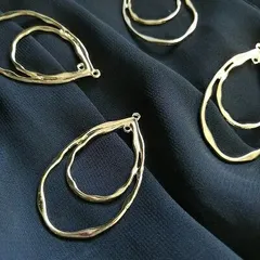 【2個】チャーム メタルパーツ ダブルドロップ 大きいサイズ 金属チャーム 雫 デザインリング フープ 雫 輪 ドロップ アクセサリー 金属 即日出荷