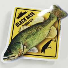 送料無料　トリックアート　Black bass「ブラックバス看板ステッカー」（約５３ｍｍ×約６０ｍｍ）