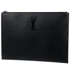 極美✨ サンローラン YSLロゴ クラッチバッグ レザー 黒 セカンドバッグ Yves Saint Laurent イブサンローラン YSLロゴ クラッチバッグ