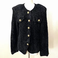 #wnc マダムジョコンダ MADAMJOCONDE ジャケット M 黒 ニット 金ボタン シルク混 タグ付き 美品 レディース [929389]
