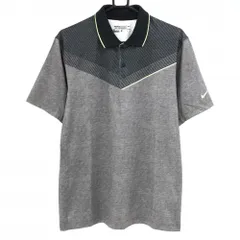 ★SALE価格★【超美品】ナイキゴルフ 半袖ポロシャツ 黒×杢グレー 上部斜めボーダー DRI-FIT メンズ M ゴルフウェア NIKE