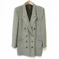 #wnc レリアン Leilian ジャケット 13+ 緑 紺 青 大きいサイズ ドイツ製生地 グレンチェック ツイード ダブル レディース [818659]