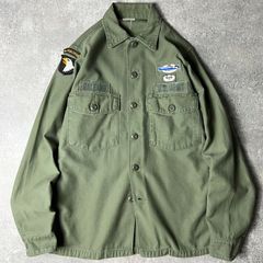 60s US ARMY 米軍実物 OG-107 コットン サテン ユーティリティ シャツ 2nd 14 1/2 シャツ袖 / 60年代 ビンテージ ミリタリー フルパッチ ジャケット