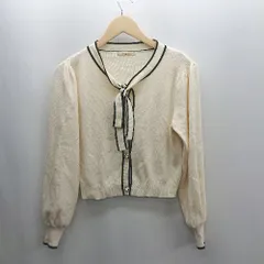 ◇ ⊇ ems excite エムズエキサイト ニット 長袖 カーディガン サイズF アイボリー ブラック レディース E  【1502060032933】