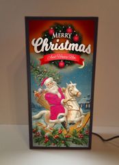 クリスマス サンタクロース レトロ サイン 看板 置物 雑貨 ライトBOX