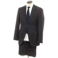 【中古】ベルベスト Belvest ウールカシミヤ ストライプ 3つボタンスーツ チャコールxブルー【サイズ48】【メンズ】のサムネイル
