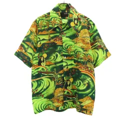 VanCoat 70s ヴィンテージ 総柄 半袖 アロハシャツ M 黄緑 メンズ 古着