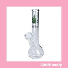 420friendly "Black Leaf" VETRO AMPOLLA / グラス ボング アンポーラ 23cm