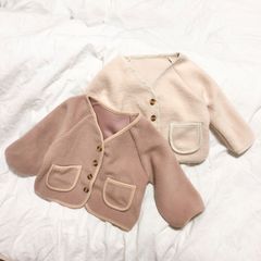 【即納】新品 ベビーフリースボアコート キッズアウター 韓国子供服 ナチュラル