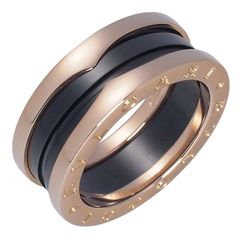 ブルガリ BVLGARI ビーゼロワン 2バンド リング 347049 #55 K18PG ブラックセラミック 仕上済