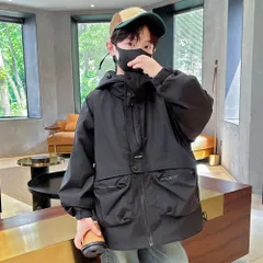 ☆ ブラック ☆ 130cm ☆ キッズマウンテンパーカー アウター mmkidso14i キッズ マウンテンパーカー ジュニア ウインドブレーカー アウター 子供 男の子 ジャケット ブルゾン パーカー 上着 子ども こども 防寒 アウトドア フード 子供服