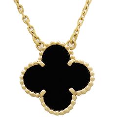 ヴァンクリーフアーペル Van Cleef & Arpels ネックレス ヴィンテージ アルハンブラ ペンダント K18YG オニキス ブラックXイエローゴールド 黒 Au750 18K  VCARA45800【中古】