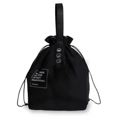 大きめ お弁当袋 お弁当バッグ 保温 防水 保冷 巾着 冷蔵トートバッグ シンプル コットンキャンバス生地 ランチバッグ 無地 大容量 持ち運びが簡単 行楽 お弁当 遠足 通学 通勤 アウトドア 保冷バッグ 仕事 学校 屋外 (ブラック)